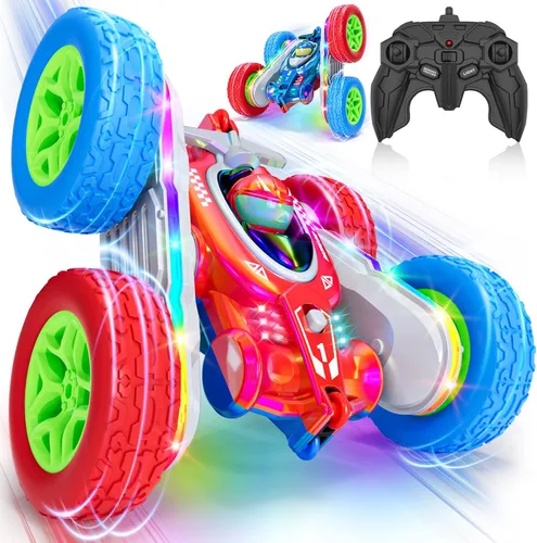 Miniatura 8 de Terucle Coche de Control Remoto, Coches RC Acrobacias Juguetes de Coche RC con Luces LED Mejoradas y Faros Juguetes para Niños Doble Lado Rotación