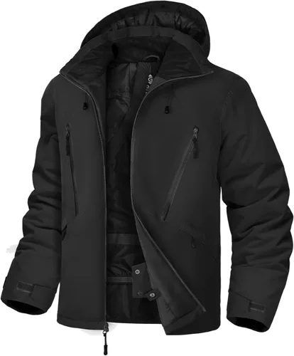 Miniatura 7 de GEMYSE Chaqueta de esquí para hombre, abrigo de nieve de invierno, impermeable, con capucha, aislante, resistente al viento, parka con múltiples
