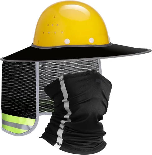 SATINIOR 2 parasoles para sombrero duro, visera de malla de ala completa de alta visibilidad, protección para el cuello, banda reflectante, bandana