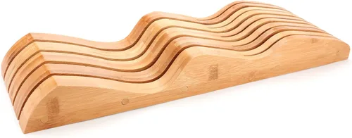 Miniatura 2 de ROYALHOUSE Bloque de Cuchillos de Bambú con Soporte, Respaldo para 9 Cuchillos, Organizador de Cajones para Cuchillos, Perfecto para Hogar y Chefs