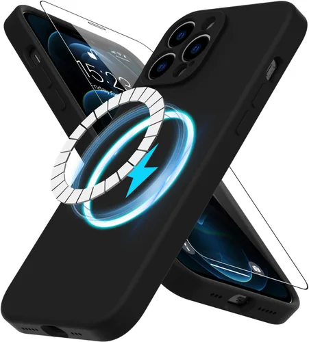 Miniatura 11 de DEENAKIN Funda magnética de silicona para iPhone 12 Pro con protector de pantalla, compatible con MagSafe, protección de cámara, funda protectora