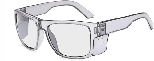 Miniatura 9 de Vidrio de seguridad de transición con ANSI Z87+ImpactApproved Wraparound&Anti Bluelight UV400 Negro mate (escudo gris)