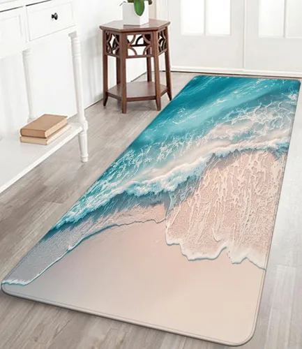 Miniatura 28 de Alfombra antideslizante de espuma de esponja de pelo bajo para puerta de baño, alfombras separadas a prueba de deslizamiento, alfombra de ilusión