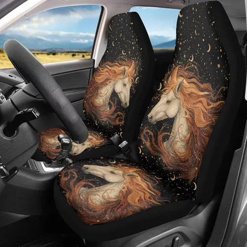 Bulopur Art Horse - Juego de 2 fundas universales para asientos delanteros de automóvil, protectores enteros adecuados para la mayoría de