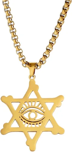 Miniatura 25 de EUEAVAN Collar con dije de estrella de David contra el mal de ojo de seis puntas con dije de estrella de David, hexagrama demoníaco religioso