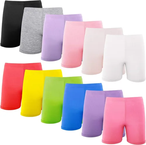 12 pantalones cortos de baile para niñas de color mixto, pantalones cortos de bici para juegos y gimnasia, pantalones cortos transpirables y seguros