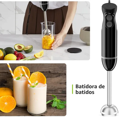 Miniatura 3 de Bonsenkitchen Batidora de inmersión de mano, batidora de mano de 2 velocidades de mezcla eléctrica con cuchillas afiladas, batidora de mano 3 en 1