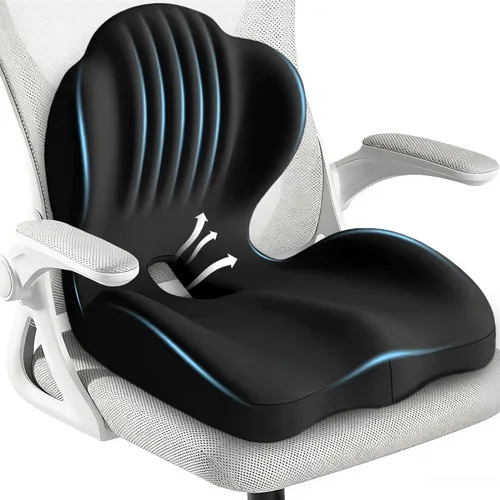Cojín de asiento para silla de oficina y automóvil, cojines de asiento ergonómicos en forma de L, cojín ortopédico de espuma viscoelástica con hueco