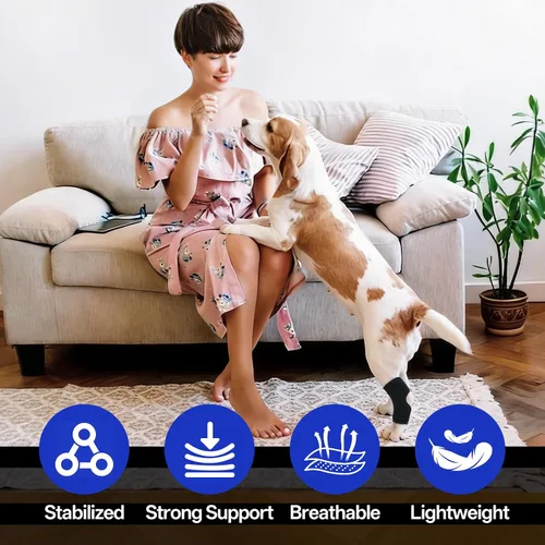 Miniatura 7 de Rodillera para perro para soporte de pierna trasera, soporte ajustable de compresión para piernas traseras débiles, desgarro de ACL y molestias
