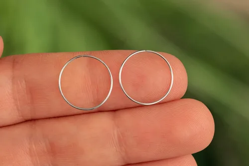 Miniatura 112 de Gold Hoop Earrings Silver Hoop Earrings - Hoop Earrings For Women Two Pcs Of Thin Gold Filled Sterling Silver Hoops, Helix Hoop, Tragus Ring