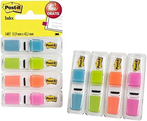 Post-it Índice translúcido pequeño, colores surtidos, 3 paquetes de 35 hojas + 1 paquete gratis - para marcar, resaltar o código de color