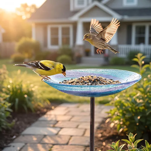 Miniatura 7 de VCUTEKA Alimentador al aire libre del pájaro del jardín del baño del pájaro del BirdBath con la estaca