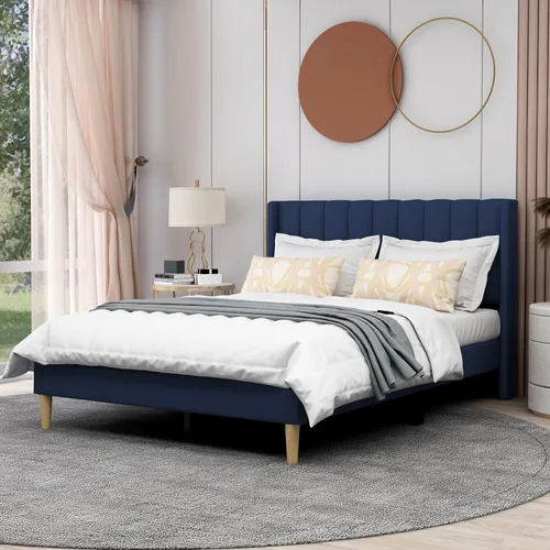 Miniatura 14 de AGARTT Marco de Cama Plataforma Tapizada Tamaño Queen con Cabecero y Pie de Cama/Soporte de Listones de Madera/No Necesita Somier/Fácil Montaje