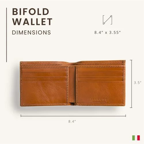 Miniatura 4 de Maruse Billetera plegable delgada de cuero cartera minimalista para hombres, Miel, Minimalista