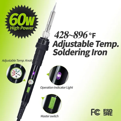 Miniatura 5 de YIHUA Paquete de kit de soldador manual 947-III con soporte para soldador X-4 Premium (opción de respaldo)(15 artículos)