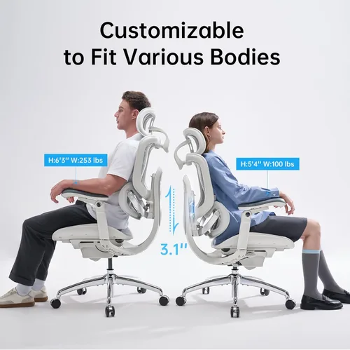Miniatura 4 de SIHOO Doro C300 Pro V2 - Silla de oficina ergonómica sin reposapiés, soporte adaptativo de cuerpo completo, reposabrazos 8D y malla transpirable