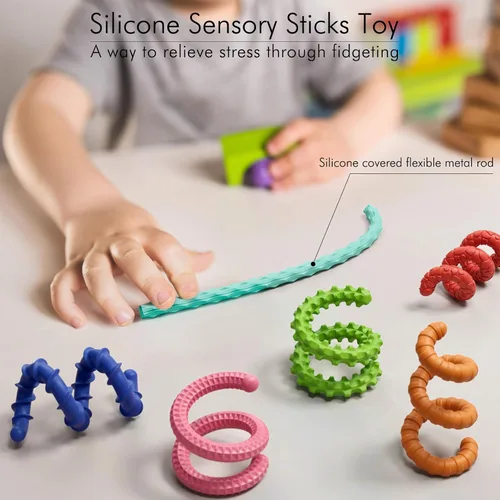 Miniatura 2 de Juguetes sensoriales antiestrés para niños y adultos, 6 unidades de palos flexibles para aliviar el estrés y la ansiedad autista, TDAH, calma, Arco