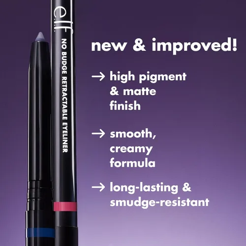 Miniatura 2 de e.l.f. Delineador de ojos retráctil No Budge, cremoso, ultra pigmentado e impermeable, crea líneas atrevidas y definidas, vegano y libre de Negro