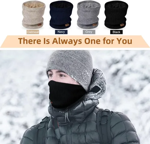 Miniatura 6 de Polainas de cuello de invierno para hombre, paquete de 3, calentador de cuello para mujer, térmica, gruesa, cálida, forro polar, clima frío, bufanda