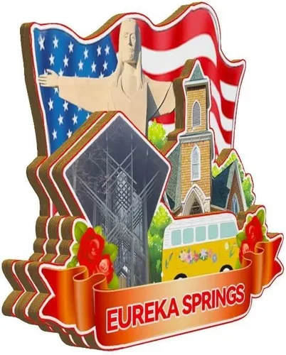 Miniatura 2 de Eureka Springs Arkansas USA - Imán de madera para nevera, monumentos 3D, recuerdos coleccionables de viaje, decoración hecha a mano -3568
