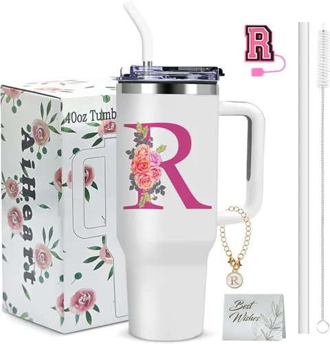 Miniatura 37 de Regalos de cumpleaños para mujeres, vaso con monograma con asa, regalos personalizados para mamá, regalo con monograma para mujer, vasos