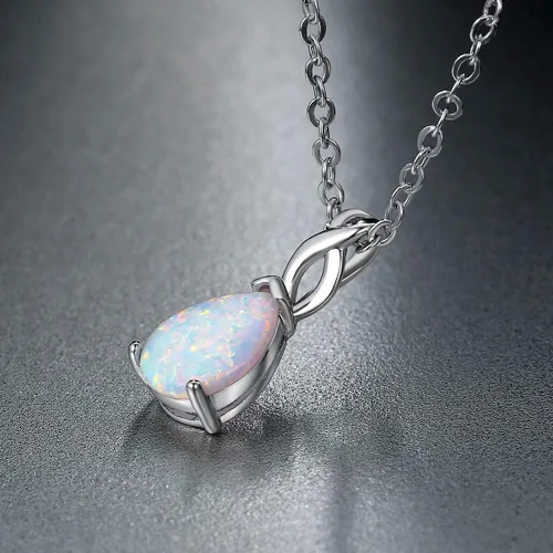 Miniatura 5 de Collar de ópalo chapado de 18 quilates, oro blanco y oro rosa para mujer