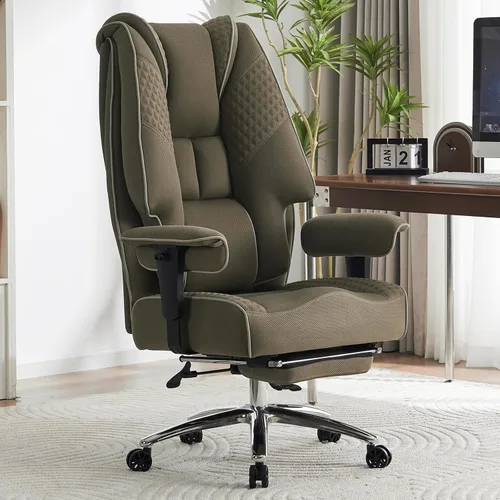 Miniatura 13 de EXCEBET Silla de oficina grande y alta de 400 libras de ancho, silla de oficina ejecutiva de cuero con respaldo alto con reposapiés, sillas Malla