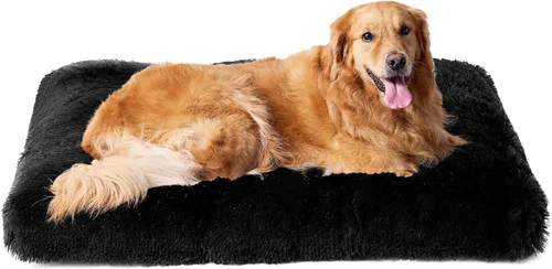 Miniatura 44 de EHEYCIGA Cama Esponjosa para Jaula de Perros Grandes, Almohadilla de Jaula de Piel Sintética Afelpada, Cama Calmante Anti-Ansiedad para Perros Negro