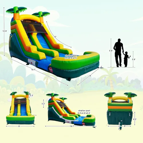 Miniatura 3 de Casa de rebote de tobogán acuático semicomercial para niños grandes, piscina grande y poco profunda, juego acuático al aire libre
