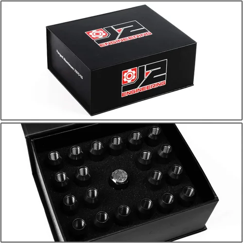 Miniatura 7 de J2 Engineering 7075 Aluminio Negro M12 x 1.5 20 piezas L: 2.362 in Tuerca de extremo abierto con adaptador de enchufe