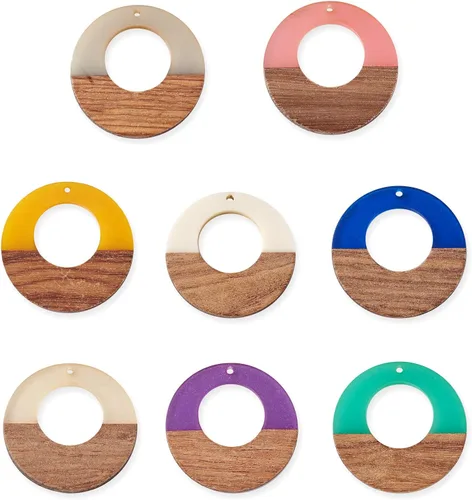 Miniatura 29 de Pendientes de hoja de madera de resina encantos pendientes de madera en blanco