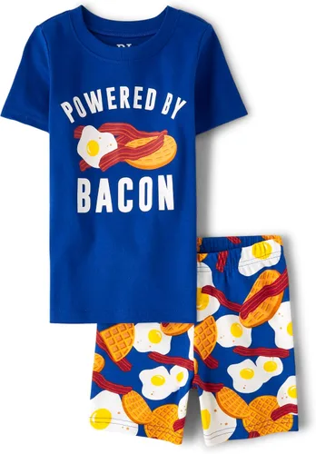 Miniatura 36 de The Children's Place Conjunto de pijama de 2 piezas con camiseta de manga y pantalones cortos para niños, 100 % algodón