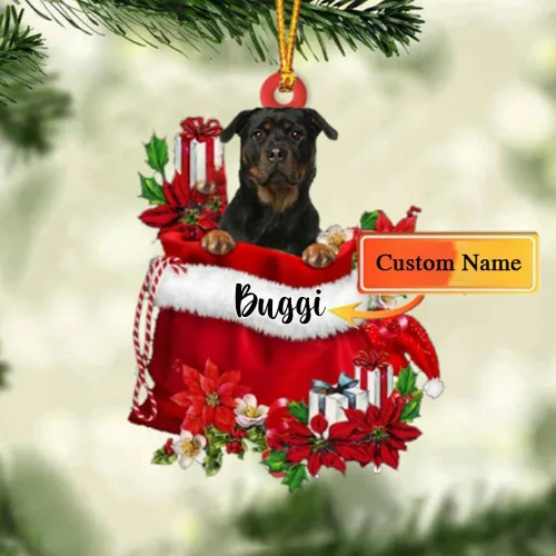Miniatura 34 de Perro Akita Inu personalizado en bolsa de regalo, adorno de Navidad, nombre personalizado, regalo para amantes de los perros, familia, Navidad
