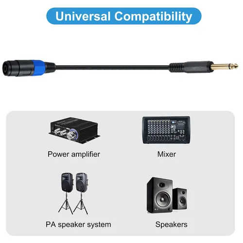 Miniatura 4 de Cable de altavoz mono 1/1.6 - 19.7 in/0.5FT Speakon a 1/4 TS Plug Adaptador de audio para altavoz DJ/PA Speakon hembra a 1/4 macho recto