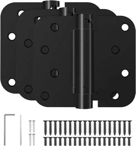 Miniatura 20 de HOSOM Bisagra de puerta de cierre automático, bisagra de resorte, 4 pulgadas, tensión ajustable para garaje, puerta delantera, puerta trasera