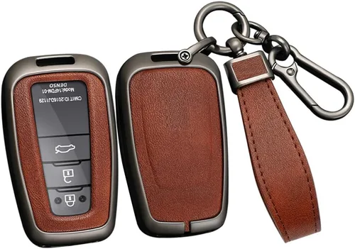Miniatura 13 de ontto Funda para llave de coche con llavero de cuero y metal compatible con Toyota Camry CH-R CHR Prius RAV4 86 Corolla Yaris Land Cruiser llavero
