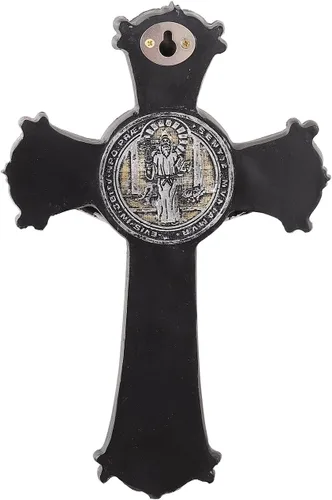 Miniatura 3 de Taprion Crucifijo de pared - Arte de pared de resina de San Benito - Cruz dorada de 10 pulgadas da bendición y lo sagrado espiritual: regalo de fe