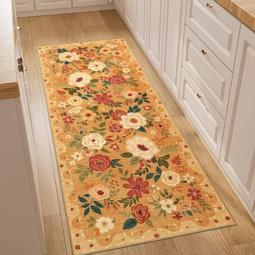 Miniatura 159 de DUKINO Alfombra de área de 6 x 9 pies, alfombra floral para sala de estar, ligera, antideslizante, lavable, alfombra de interior de pelo bajo