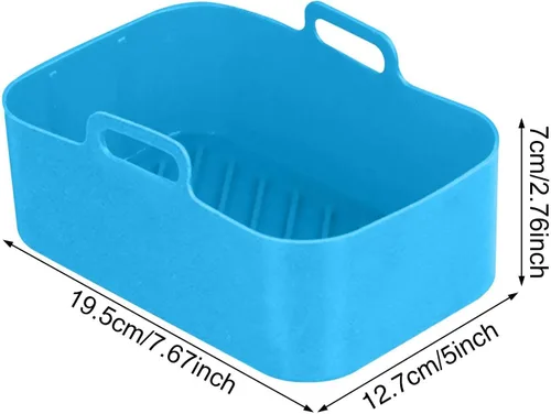 Miniatura 4 de Olla de silicona para freidora de aire Cesta rectangular reutilizable para freidora de aire, olla para hornear de alta temperatura, sartén