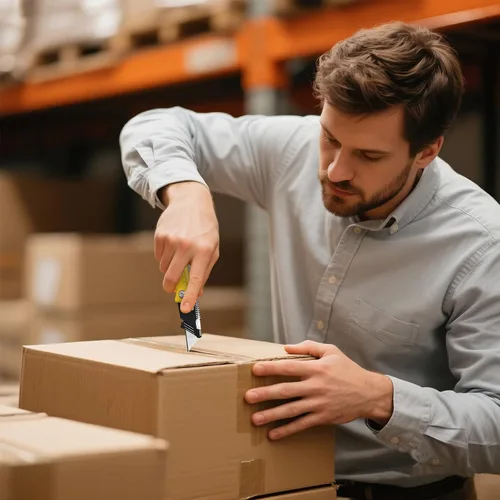 Miniatura 6 de KATA Cuchillos de corte de caja plegables: paquete de 4 cuchillos utilitarios resistentes para cajas de bolsillo – 20 hojas de afeitar adicionales