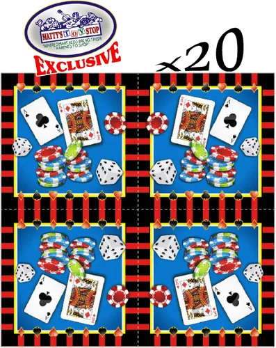 Miniatura 4 de Juego de suministros de fiesta temática de casino de lujo para 20 personas, incluye 20 platos grandes, 20 platos pequeños, 20 servilletas, 20 tazas