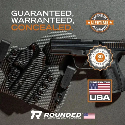 Miniatura 7 de Funda IWB redondeada - Portador oculto en la cintura, fabricado en Estados Unidos, Concealment Express, Kydex de fibra de carbono negro, listo