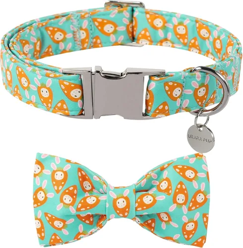 Miniatura 11 de Collar para perro con pajarita, Collar de algodón con pajarita para cachorro, Collar para perro azul para niña o niño con hebilla de metal duradera
