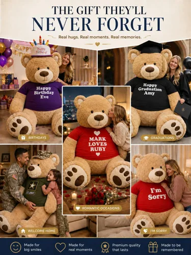 Miniatura 3 de Big Plush Oso de peluche personalizable gigante de 5 pies premium suave, peso 17 libras en caja grande, no envasado al vacío