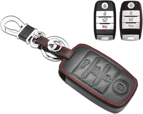 MECHCOS - Funda protectora de cuero para llave inteligente sin llave compatible con Kia Forte Rio Forte Koup NIRO Optima Sorento Soul Sportage