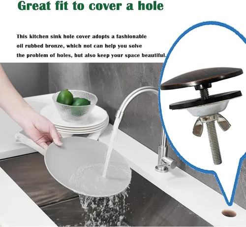Miniatura 4 de Cubierta de orificio para fregadero de cocina de acero inoxidable, tapa de orificio para fregadero de cocina de 2 pulgadas, cubierta de orificio