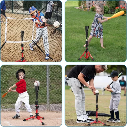 Miniatura 9 de BaseGoal - Tee de béisbol para niños, tee de bateo, tee de sóftbol, tee de bateo para jóvenes, tee de teeball, tee de viaje, altura fácilmente