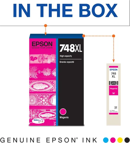Miniatura 2 de EPSON 748 DURABrite Pro Cartucho magenta de alta capacidad (T748XL320) funciona con WorkForce WF-6530, 6590, 8590, 6090, 8090