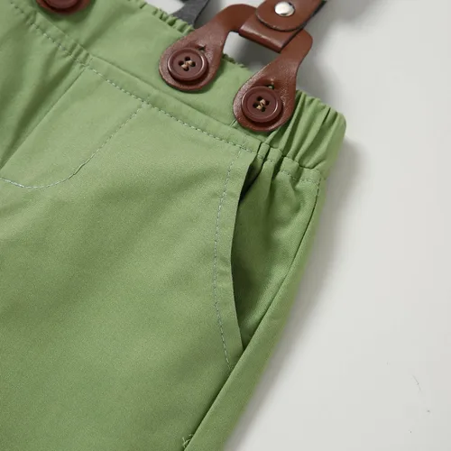 Miniatura 7 de YALLET Conjunto de ropa para bebé niño esmoquin de manga larga para caballero + sombrero de boina + pantalones con tirantes + corbatín de 0 a 18