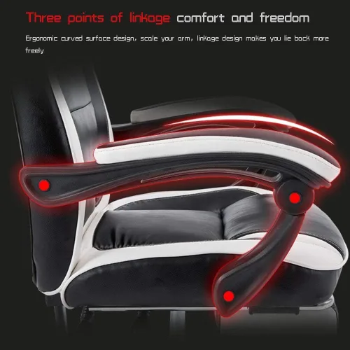 Miniatura 7 de Leather Desk Gaming Chair with Waist Massage Adjustable Height Reclining Ergonomic Racing Office Chair for Study Office,Black